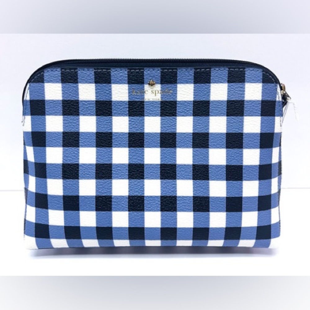 KATE SPADE Staci Hyde Park Blue Ginham Cosmetic pouch